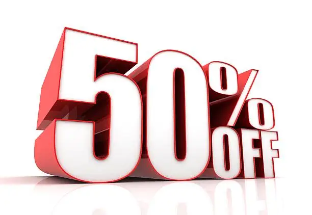 Photo of fifty percent off sale concept illustration