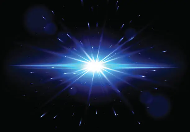 Vector illustration of Blue Lens Flare. Vector glowing light effect