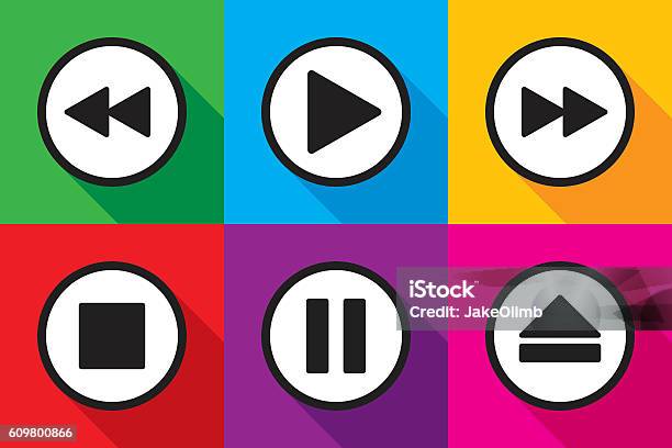 Video Playback Icons Set Stock Illustration - Download Image Now - Rewind Symbol, Icon Symbol, Resting