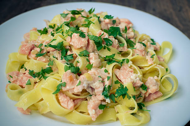 istock Tagliatelle with Salmon and Parsley 609801270