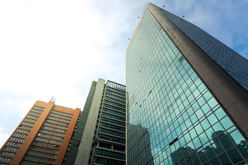 Modern Architecture Office Buildings in Paulista Avenue in Sao Paulo, Brazil.