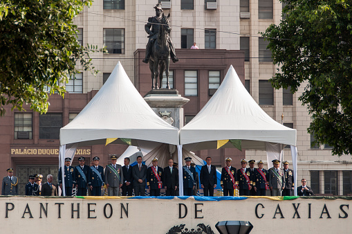 Rio de Janeiro, Brazil - September 7, 2016: Important Brazilian military authorities and politicians watch the Independence Day parade in the city center.