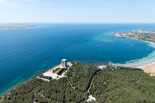 Aerial View of Canakkale Martyrs' Memorial, Turkey Aerial View of Canakkale Martyrs' Memorial, Turkey dardanelles stock pictures, royalty-free photos & images