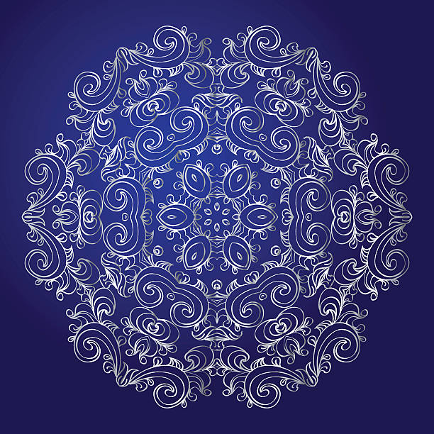 マンダラ、お守り。青い背景に難解な金のシンボル。 - tantric buddhism点のイラスト素材／クリップアート素材／マンガ素材／アイコン素材