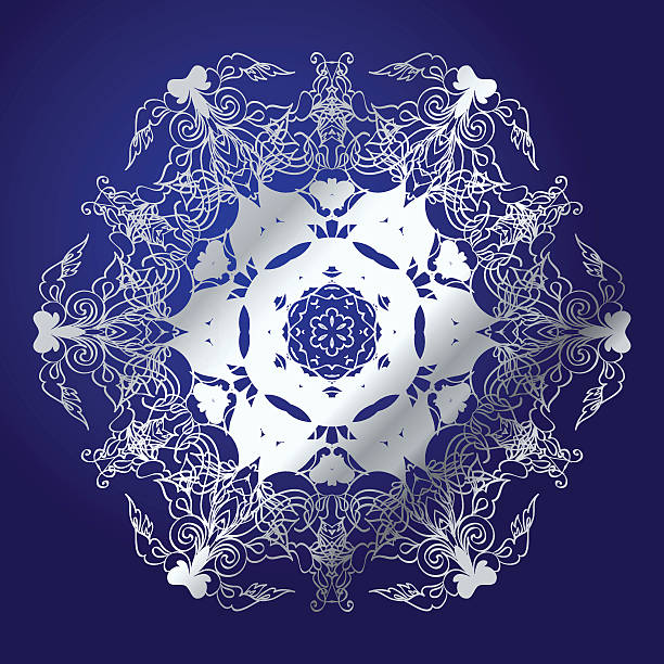 ilustraciones, imágenes clip art, dibujos animados e iconos de stock de mandala, amuleto. símbolo de oro esotérico sobre un fondo azul. - tantric buddhism