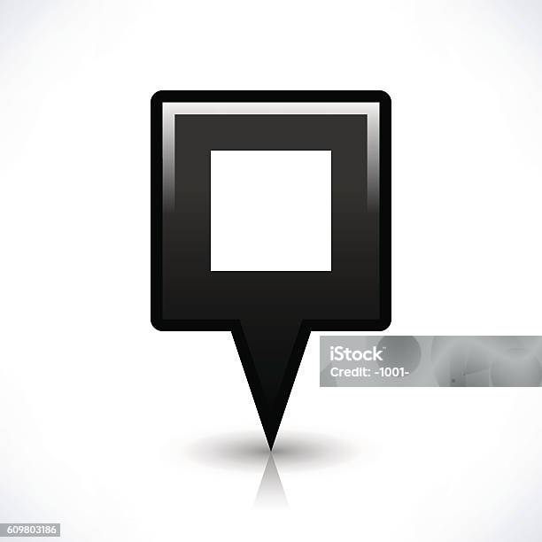 Black Blank Map Pin Sign Square Location Icon Stock Illustration - Download Image Now - Accuracy, Acute Angle, Application Form