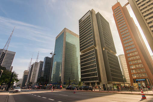 Sao Paulo, Brazil - June 26, 2016: Paulista Avenue is one of the most important financial centers of the city and is a popular place to visit among locals and city guests.