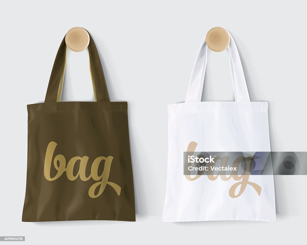 Replaces "bag" by design and Change colors Mockup Cotton Paper Bag Replaces "bag" by design and Change colors Mockup Cotton Paper Bag Signboard Shop Tote Bag stock vector