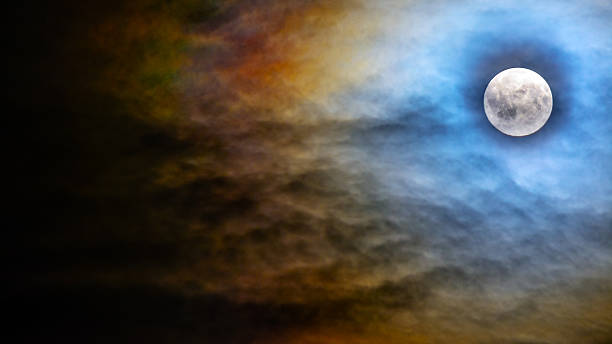 istock Halloween terrifying midnight sky with full moon background 609808594