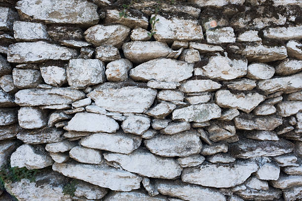 istock Pile of white stone wall texture 609808706