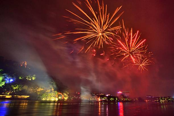 istock Fireworks over the Karst hill 02 609809522