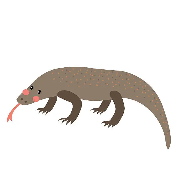 Vector illustration of Komodo dragon animal cartoon character vector illustration.