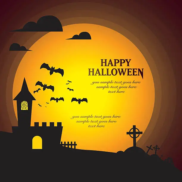 Vector illustration of Happy halloween greeting vector theme