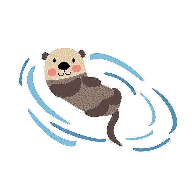 Floating Otter animal cartoon character vector illustration. Floating Otter animal cartoon character. Isolated on white background. Vector illustration. bay cartoon stock illustrations