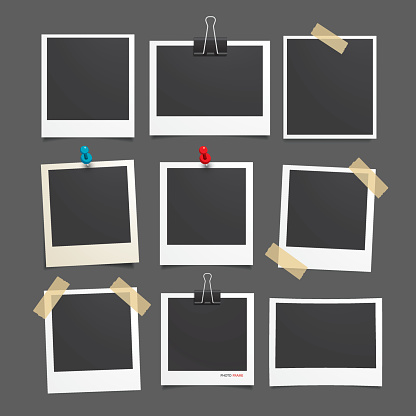 Vector photo frame.Set of realistic paper photograph.Template photo design.