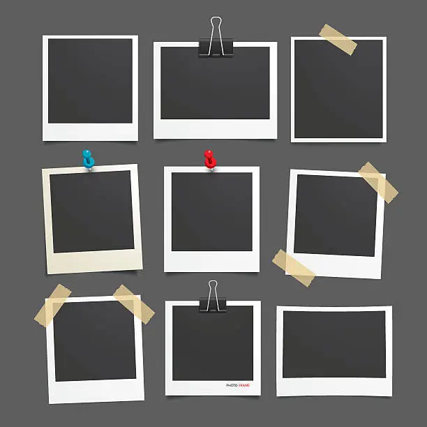 Vector illustration of Vector photo frame.Set of realistic paper photograph.