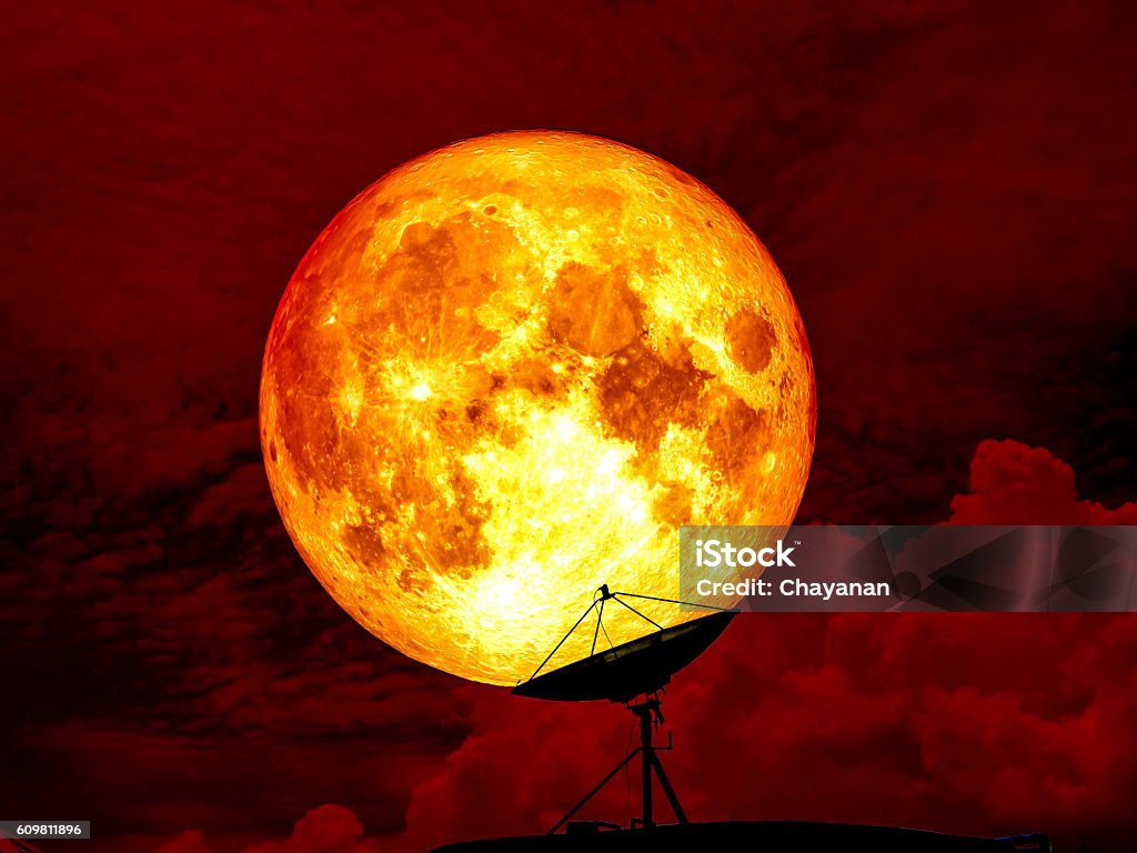 Blood full moon and satellite, Elements of this image furnished Blood moon full moon and satellite, Elements of this image furnished by NASA Abstract Stock Photo