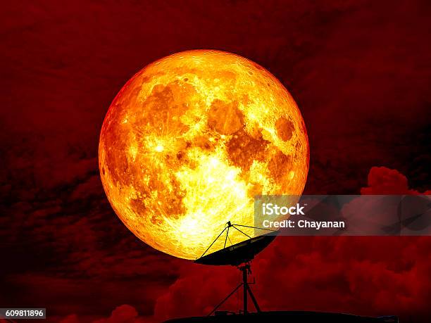 Blood Full Moon And Satellite Elements Of This Image Furnished Stock Photo - Download Image Now