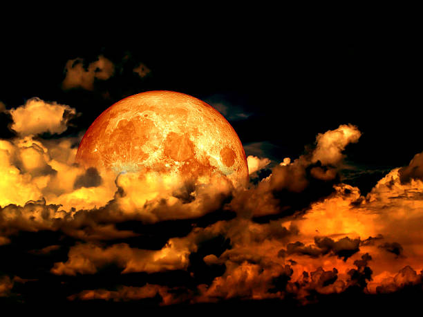 istock Blood moon full in heap cloud 609811908