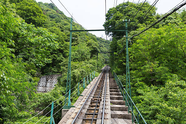 ferrovia della funivia maya sul monte maya e rokko - kobe bridge japan suspension bridge foto e immagini stock