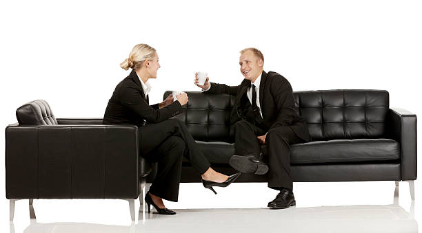 istock Smiling business colleague discussion 609813500