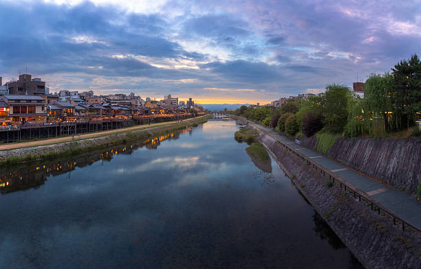 istock Kamogawa river nearby Gion in sunset 609814508