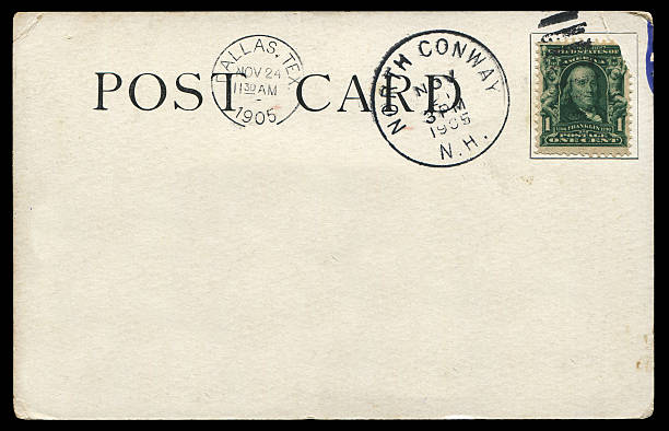 istock vintage blank postcard from North Conway, US in early 1900s 609814878