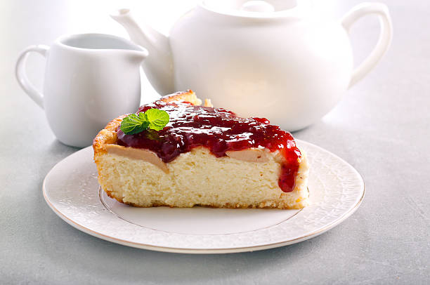 istock Cheesecake slice with fruit 609816386