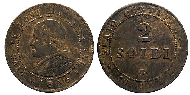 istock two 2 Soldi Copper Coin 1866 pope Pio IX papal 609816402