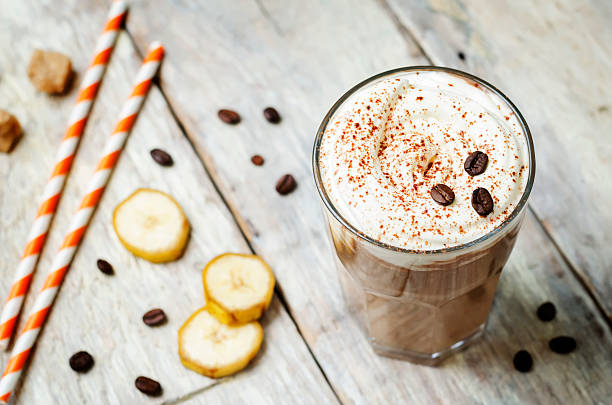 istock coffee chocolate banana smoothie with coconut whipped cream 609816664