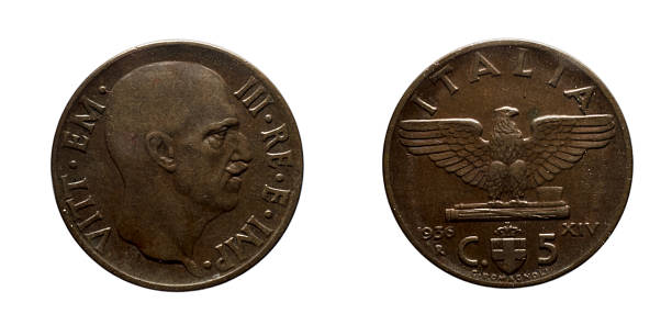 istock Five 5 cents Lire Copper Coin 1936 Empire Vittorio Emanuele 609816824