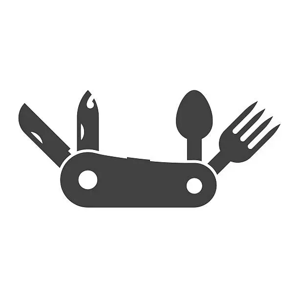 Vector illustration of Folding Tourist Knife Outline Icon