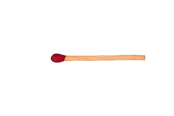 istock Single matchstick closeup isolated on white background 609819120