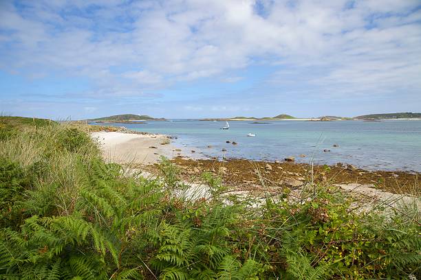 Pentle Bay, Tresco, Isles of Scilly, England Summertime at Pentle Bay, Tresco, Isles of Scilly, Cornwall, England. tresco stock pictures, royalty-free photos & images