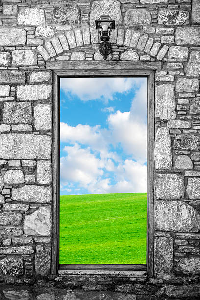 istock Door Opening To Field 609820568