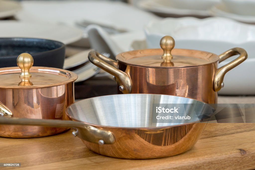 new copper cookware - pots and pans the new copper cookware - pots and pans Copper Stock Photo