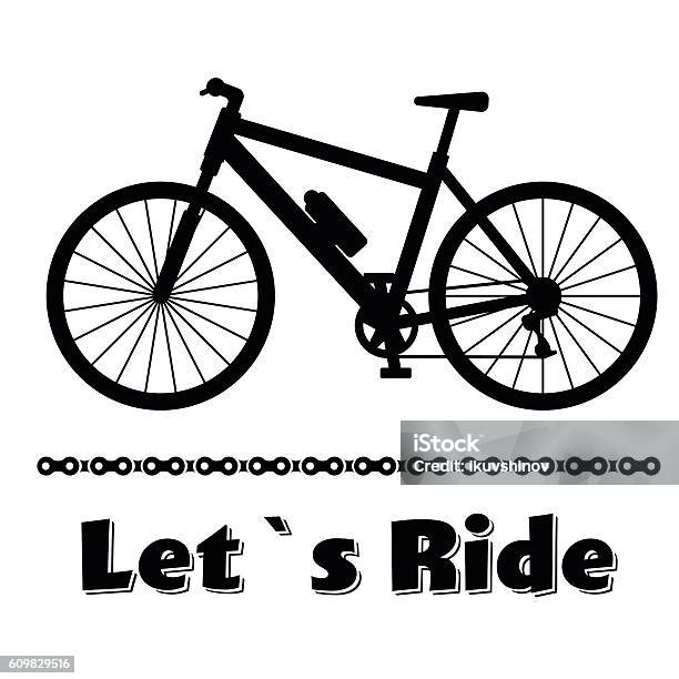 Minimalistic Bike Poster Let S Ride Black Mountain Bicycle With Stock Illustration - Download Image Now