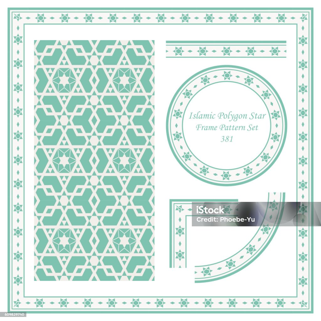 Islamic Vector Polygon Vintage Border Pattern 381 Islamic Polygon Star Geometry Stock ...