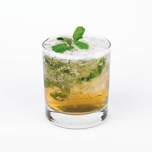 istock Glass of Russian mint cocktail on white background 609830046