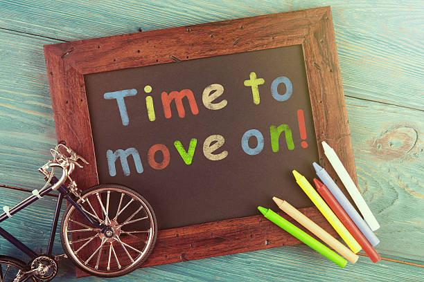 istock Time to move on - written on the chalkboard 609830476
