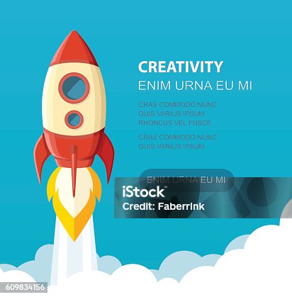 istock Space rocket launch. Start up concept flat style. Vector illustration. 609834156