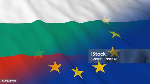 Merged Flags Of Bulgaria And The Eu 3d Illustration Stock Photo - Download Image Now