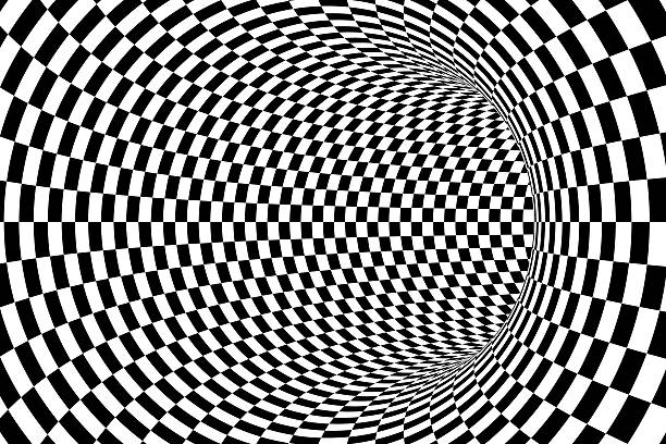 istock Black and White Checkered Tunnel Abstract Background 609837222