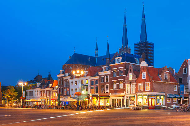 istock Markt square at night in Delft, Netherlands 609909026