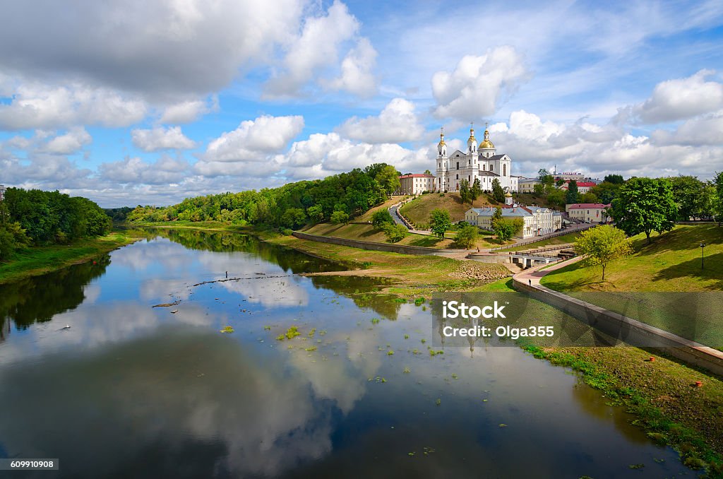 Holy Assumption Cathedral on Uspenskaya mountain above Western Dvina, Vitebsk Beautiful view of Holy Assumption Cathedral on Uspenskaya mountain above Western Dvina, Vitebsk, Belarus Acting - Performance Stock Photo