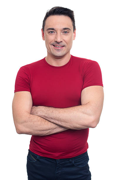 istock Young fitness man smiling. Isolated 609911136
