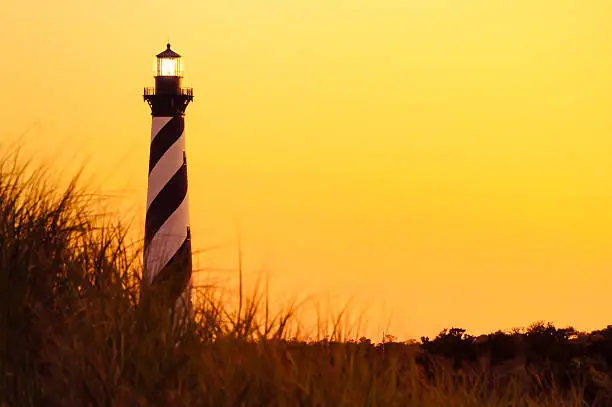 Cape Hatteras light house located in North Carolina, taken during at dusk. 