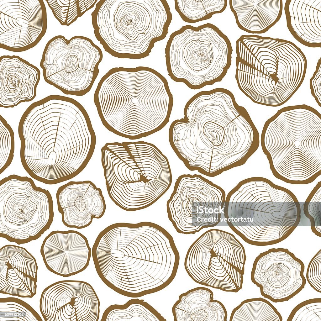 Wood ring saw cuts seamless pattern Wood ring saw cuts seamless pattern vector illustration Wood - Material stock vector