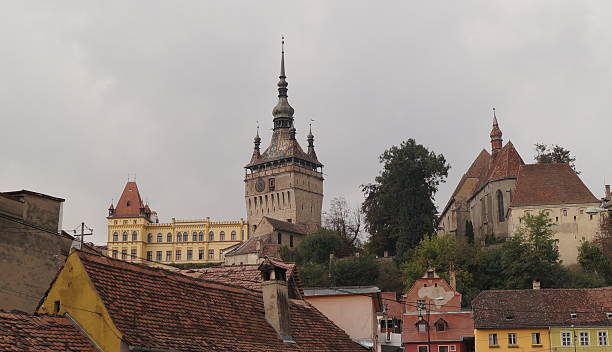 medieval city of sighisoara, transylvania, romania - vlad vi imagens e fotografias de stock