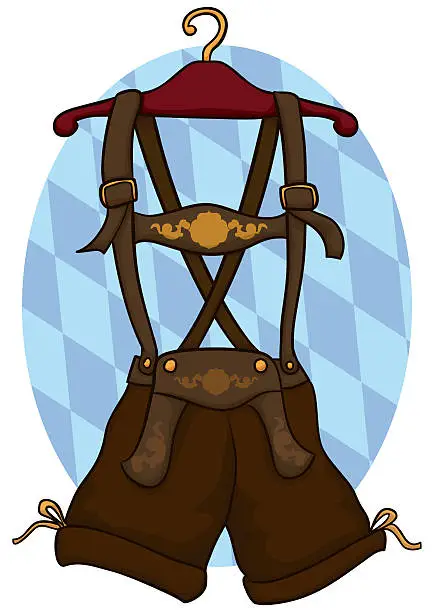 Vector illustration of Traditional Male Lederhosen in a Hanger for Beer Fest Celebration